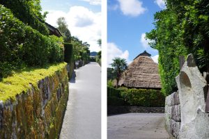 薩摩の小京都「知覧武家屋敷庭園」の石垣と邸宅 鹿児島県南九州市知覧町郡
